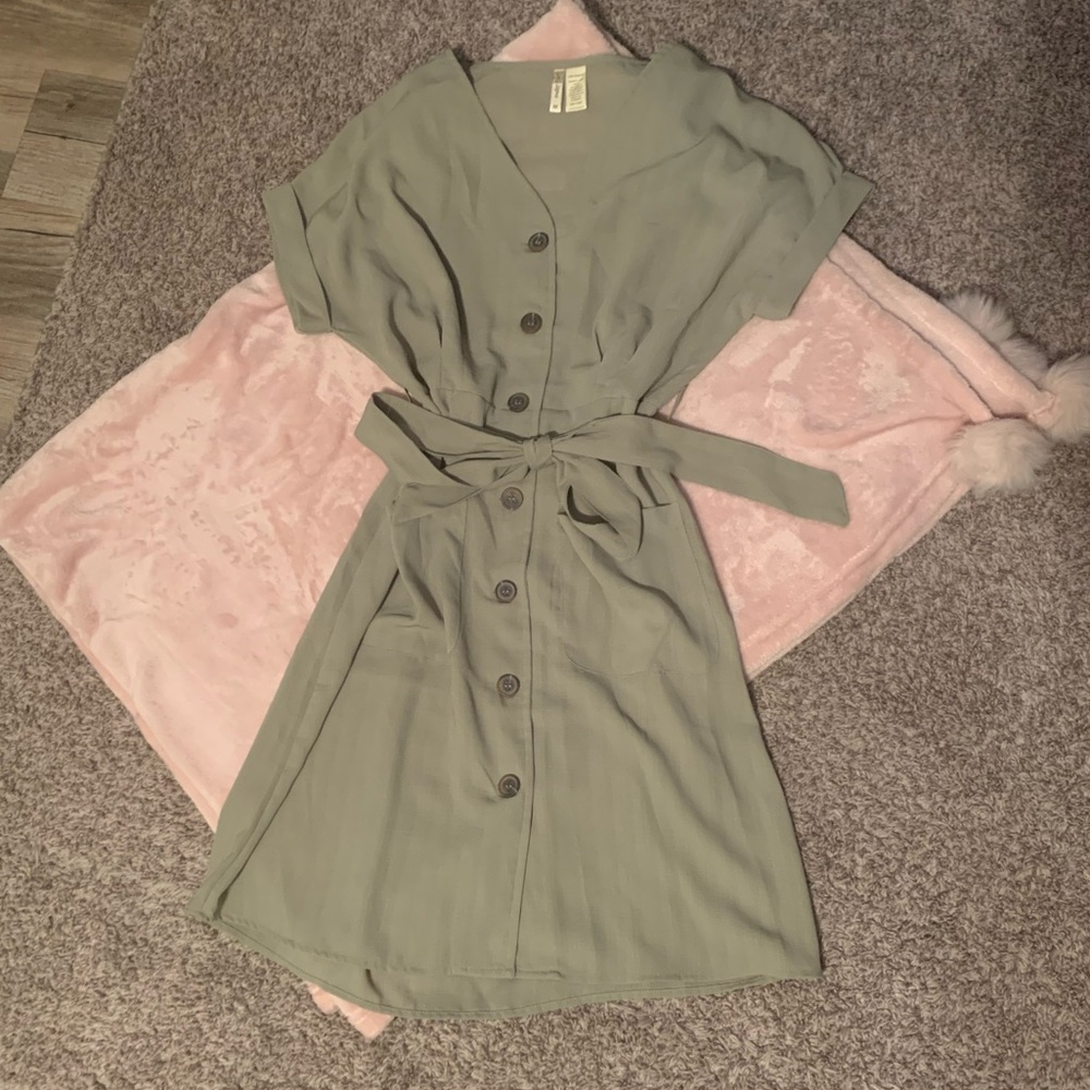 Green Button-Down Dress